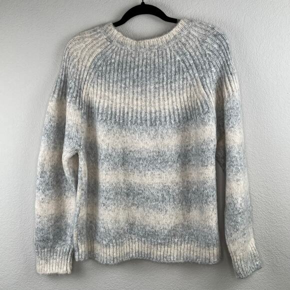 DKNY Gray Cream Ombre Striped Crewneck Soft Knit Pullover Sweater XL NWT - Picture 11 of 11